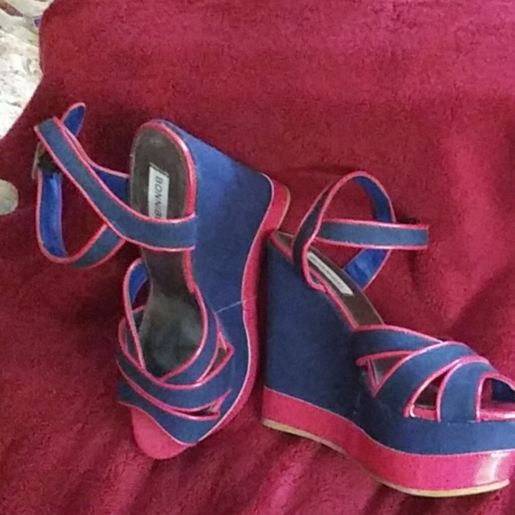 bonnibel wedge sandal blue and red - Picture 2 of 4